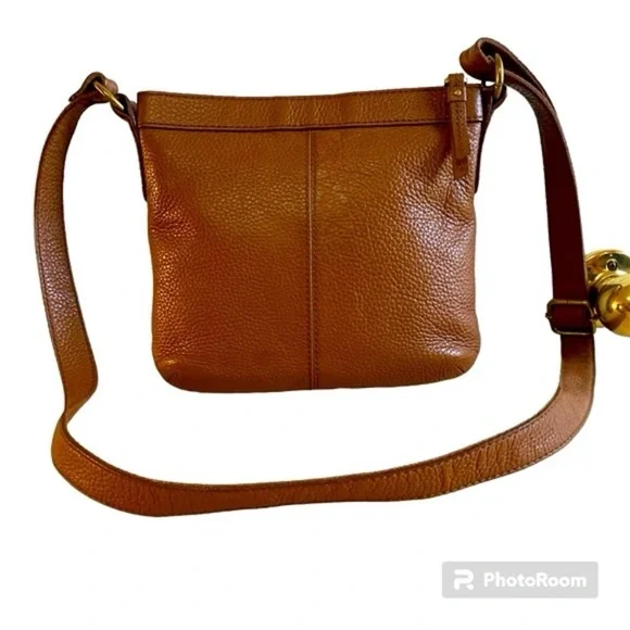 Fossil Cognac Brown Pebbled Leather Crossbody Bag - Picture 3 of 13